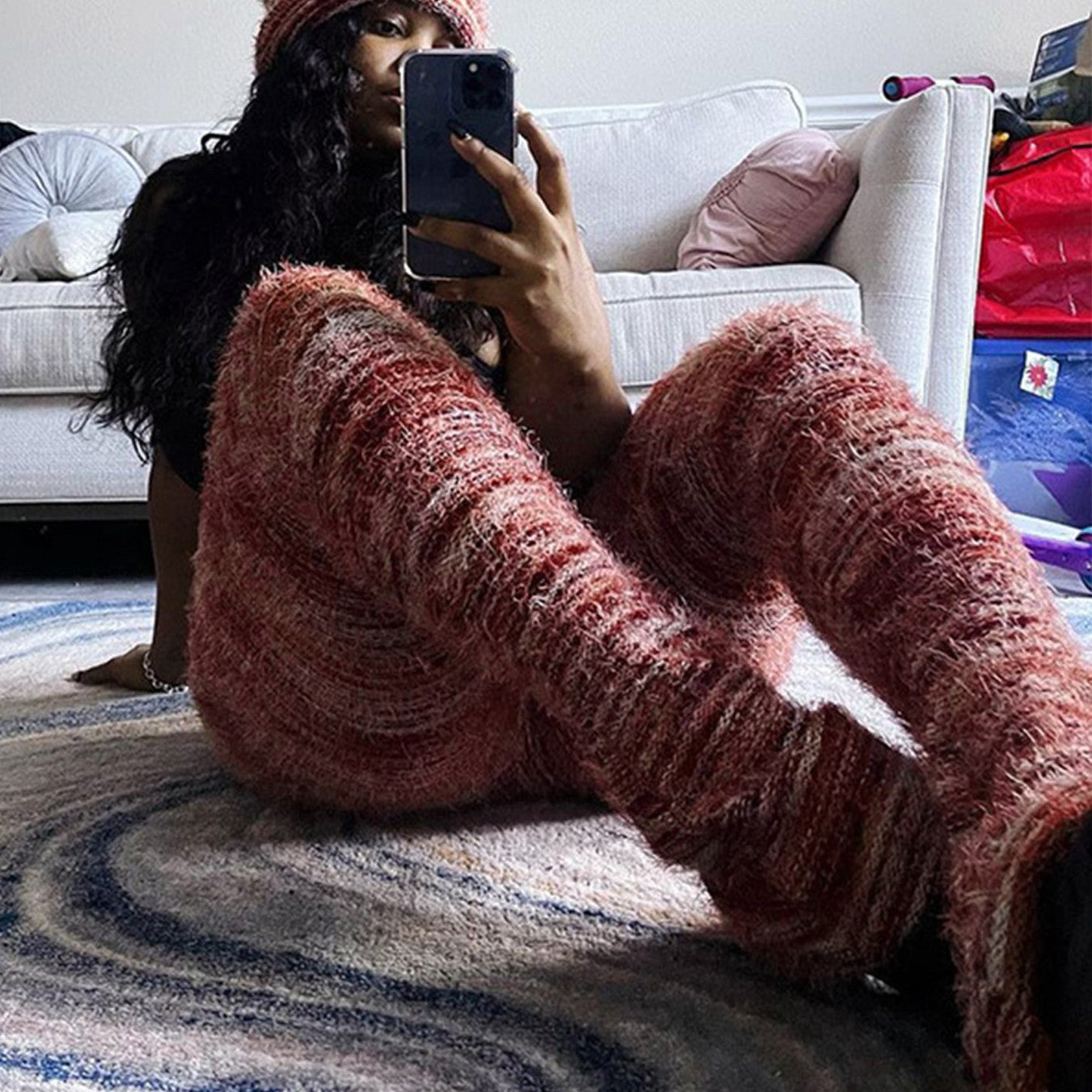 Colorful Stripes Fluffy Woolen Pants - SIIV E-Kart