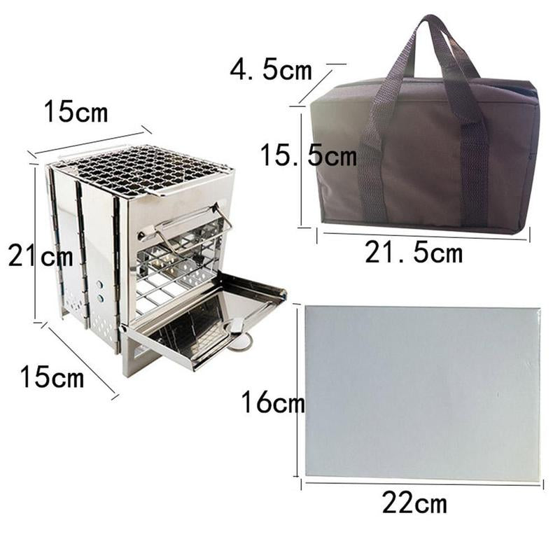 Mini Outdoor Firewood Camping Stove Grill, Folding Stove - SIIV E-Kart
