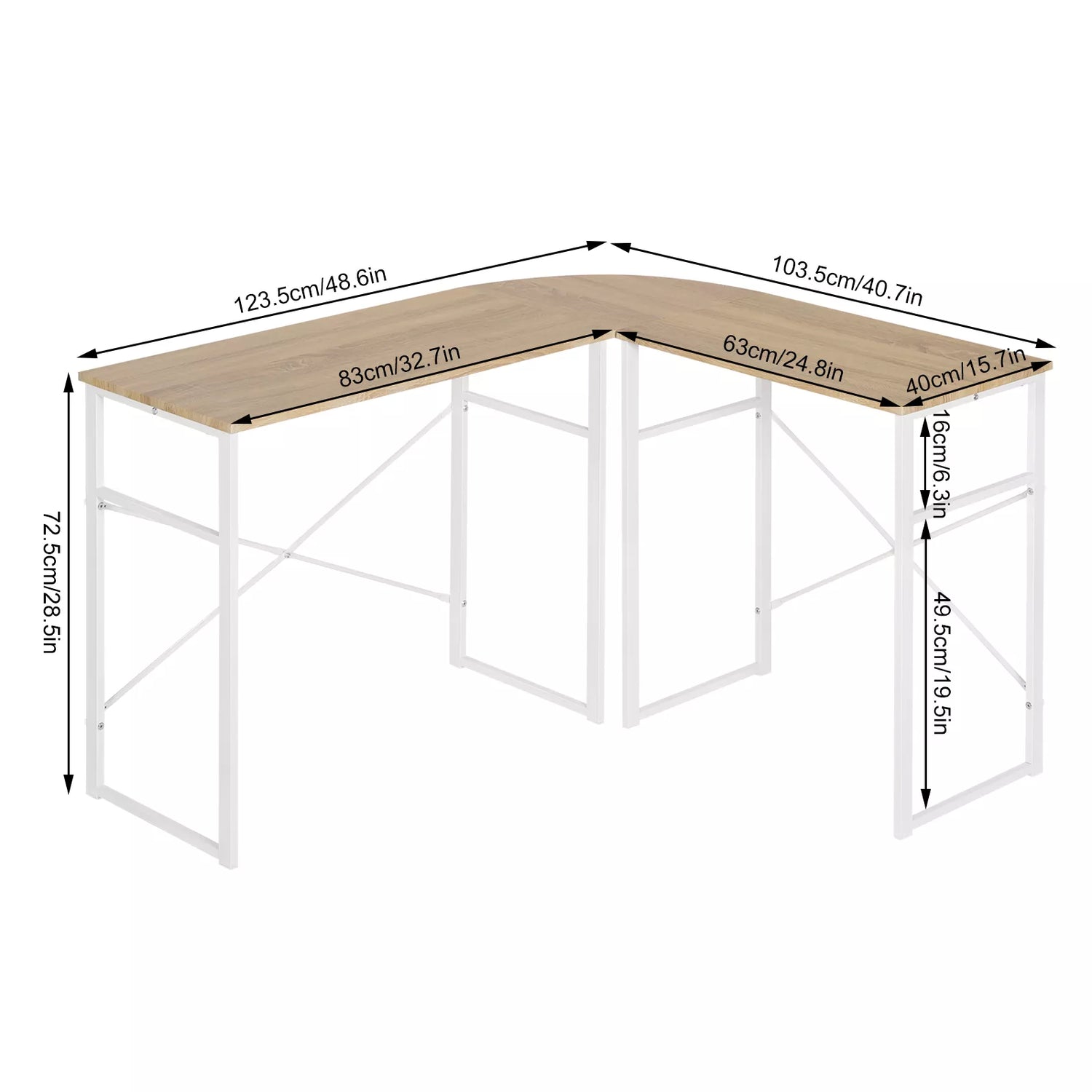 Light L-shaped Corner Desk - SIIV E-Kart