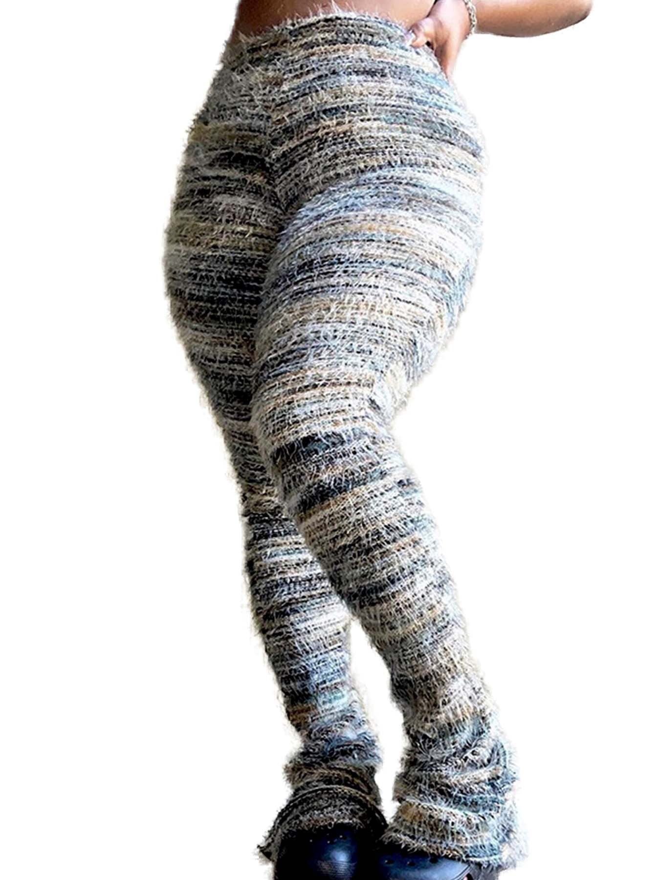 Colorful Stripes Fluffy Woolen Pants - SIIV E-Kart