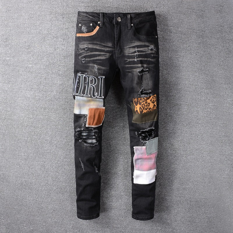 Multi-patched Stretch Slim Jeans - SIIV E-Kart