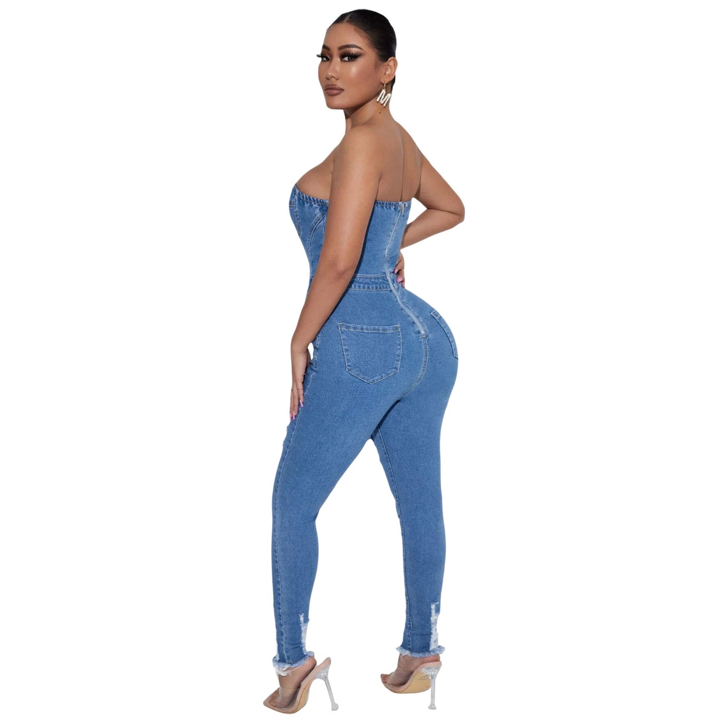 Women's Slim Fit Denim Bodysuit - SIIV E-Kart