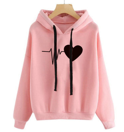 Heart Print Hoodies Women’s hooded Sweatshirt