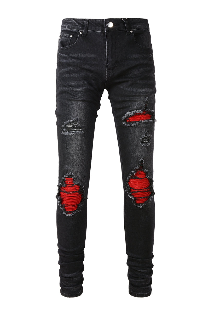 Red Patch Stretch Slim Pants