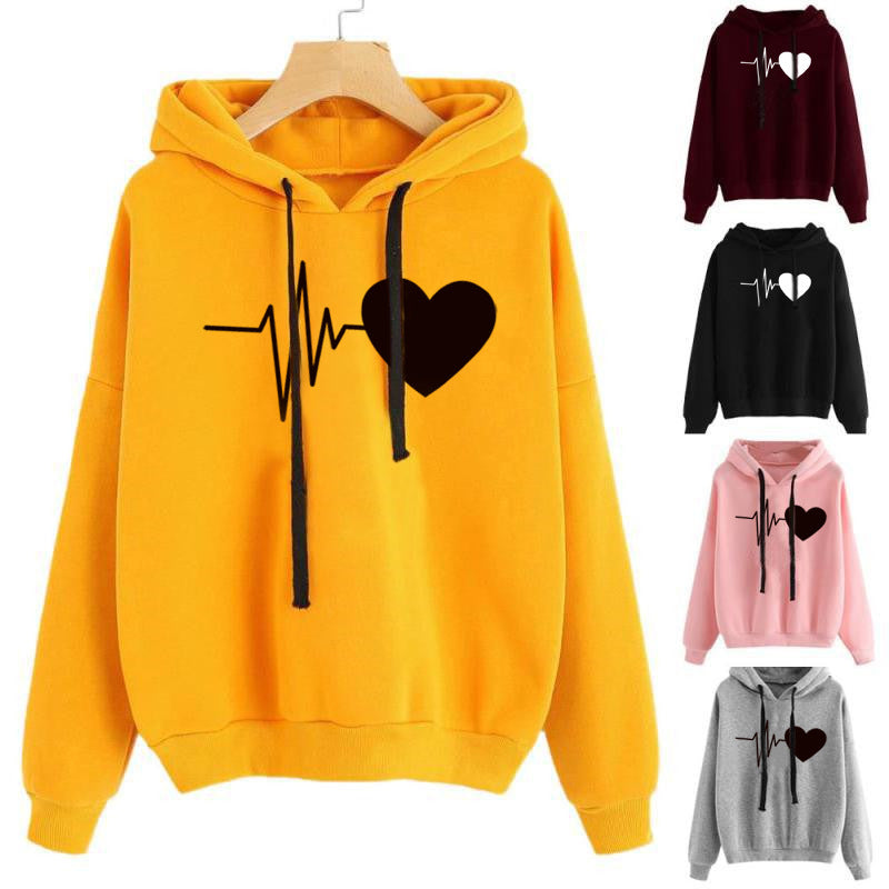 Heart Print Hoodies Women’s hooded Sweatshirt