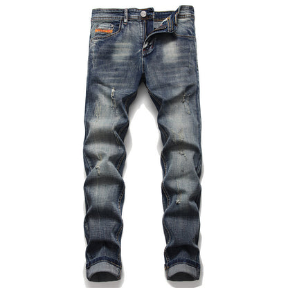 Non-iron Ripped Micro-stretch Jeans