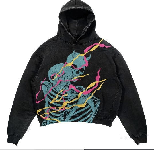 Fashion Punk Design Fleece Printed Hoodie