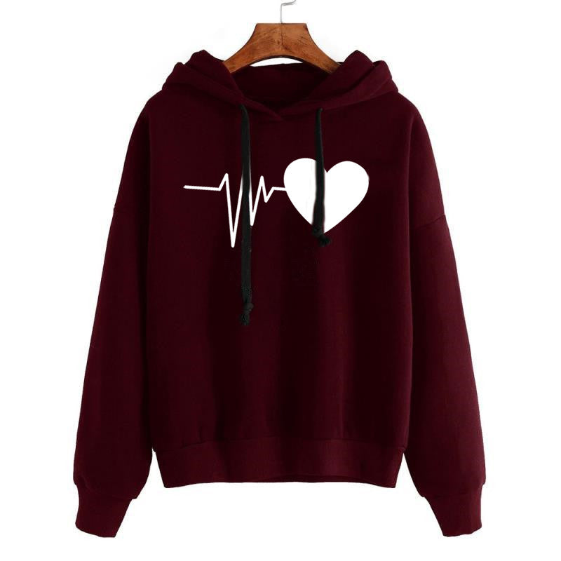 Heart Print Hoodies Women’s hooded Sweatshirt