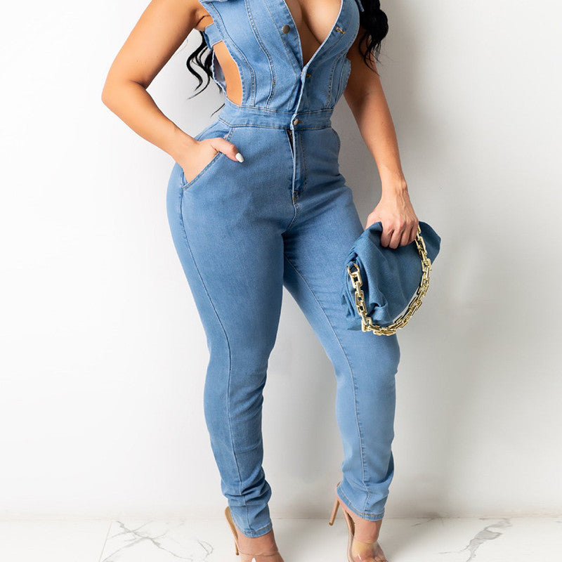 Women's Denim Slim Fit Bodysuit