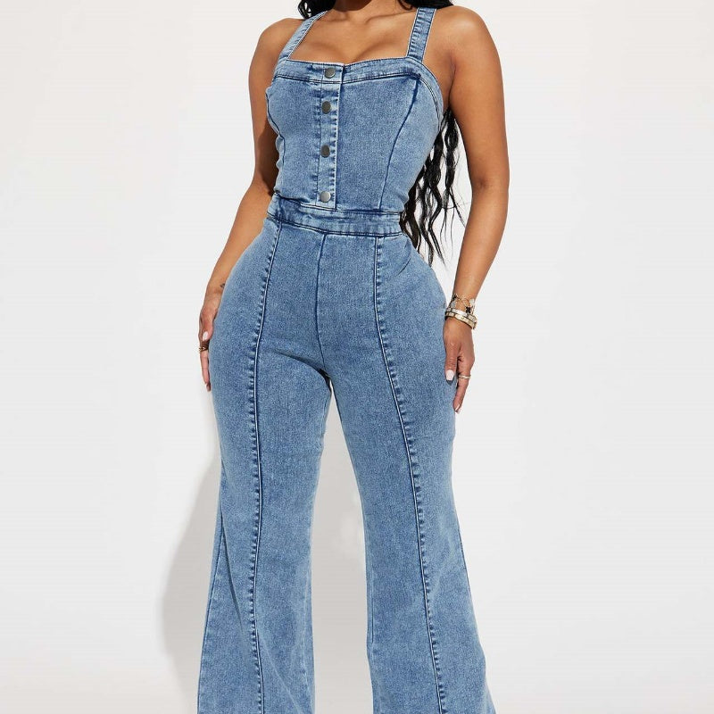 Overall Romper Slim Fit Wide-Leg