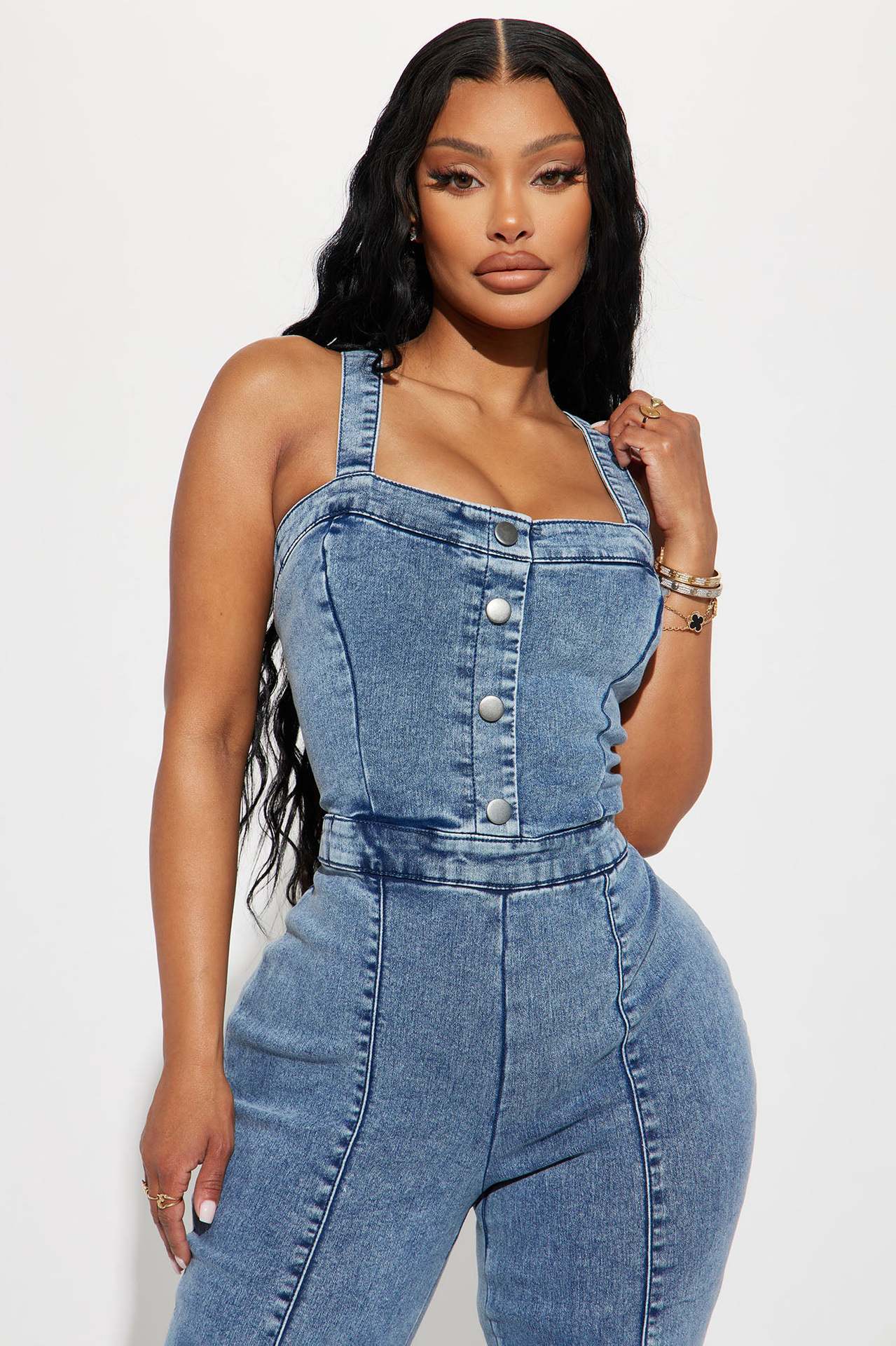 Overall Romper Slim Fit Wide-Leg