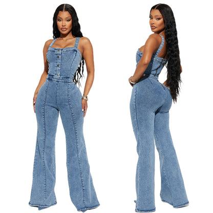 Overall Romper Slim Fit Wide-Leg