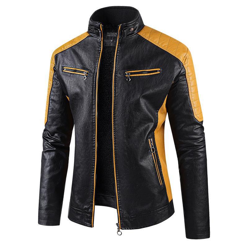 Autumn And Winter Leather Fleece-lined jacket