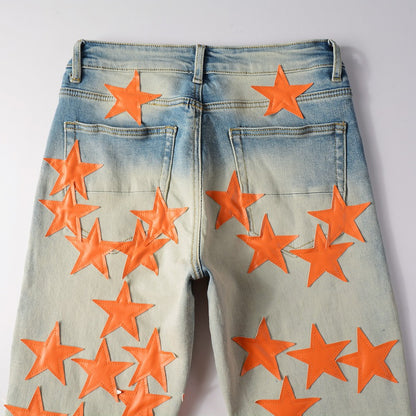 Orange Star light color denim pants