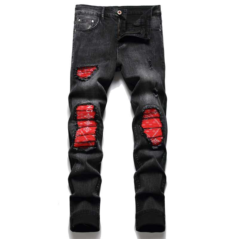 Ripped Biker Jeans w under patch