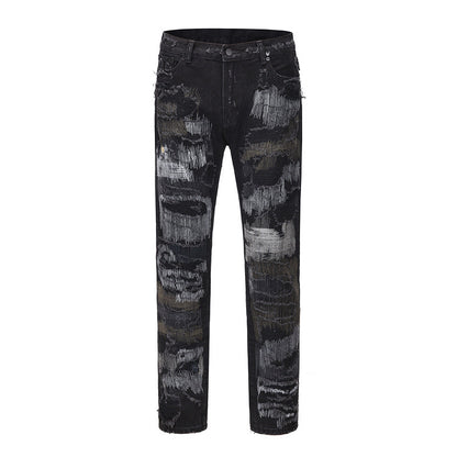 pink threaded ripped Jean pants