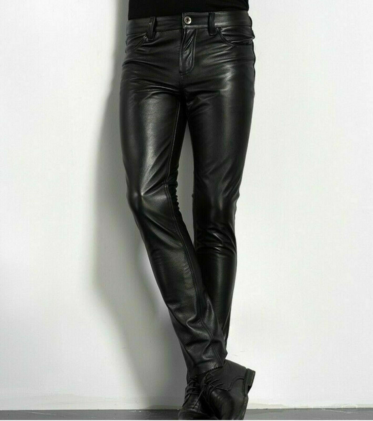 Men's slim Leather Pants