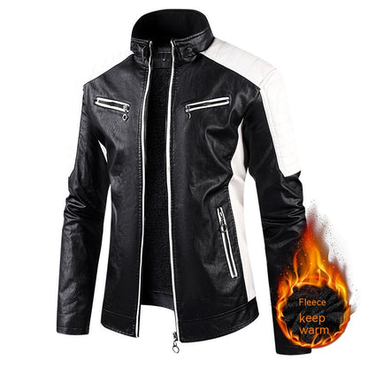 Autumn And Winter Leather Fleece-lined jacket