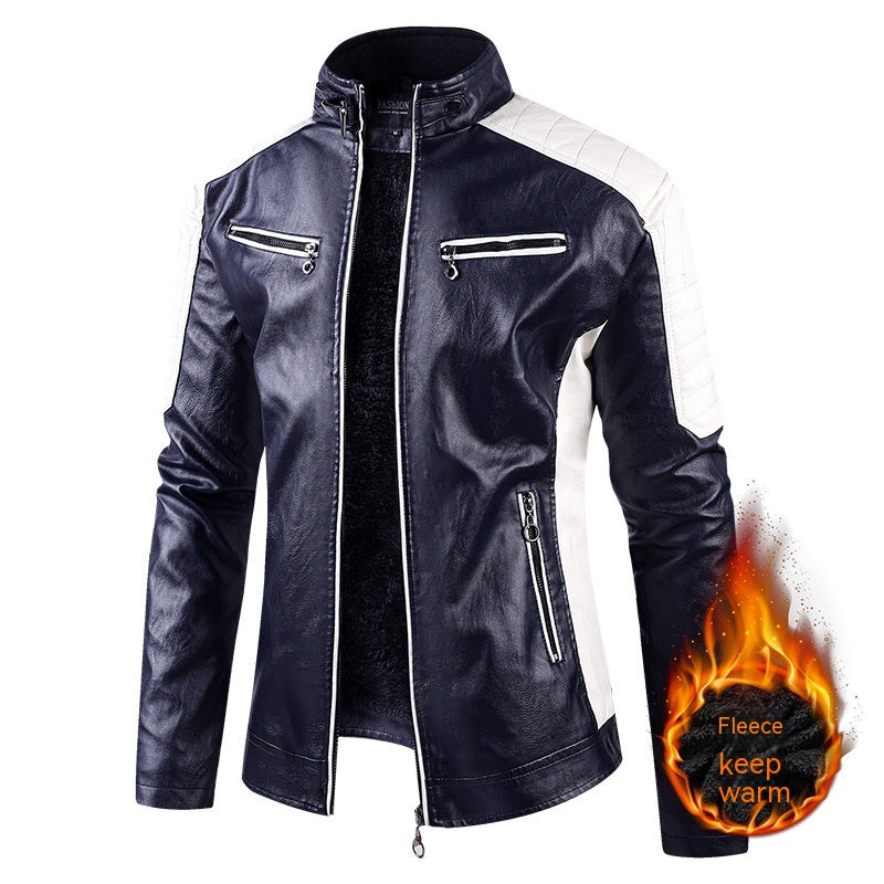 Autumn And Winter Leather Fleece-lined jacket