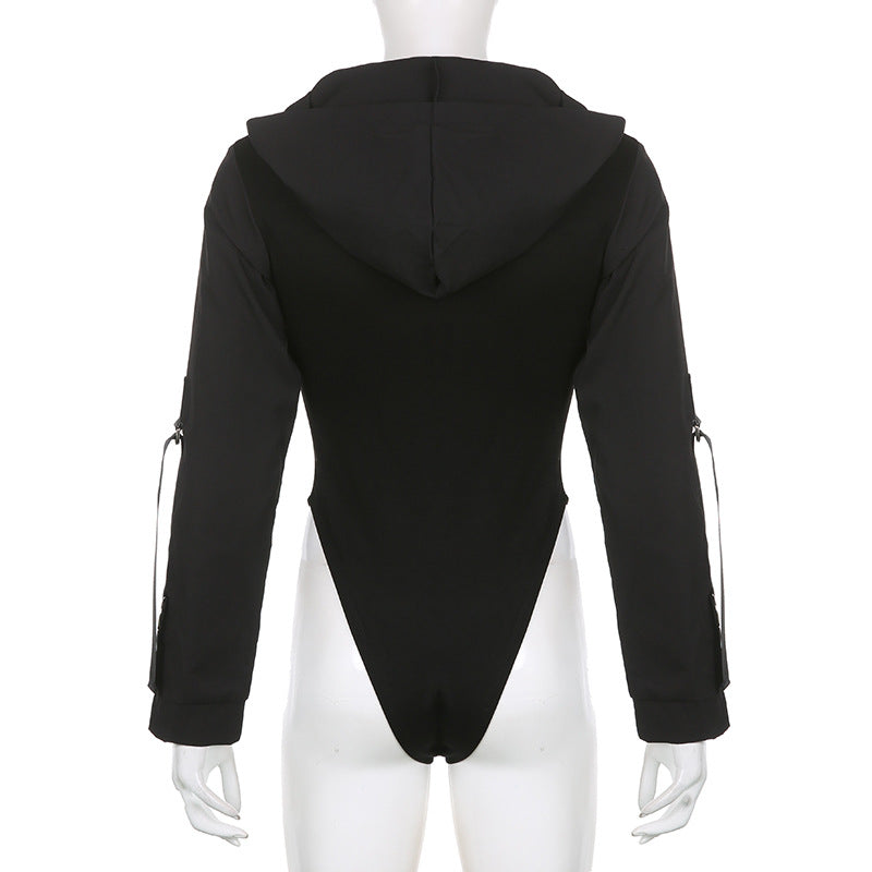 Women's Long Sleeve Zipper Jacket Crotch End