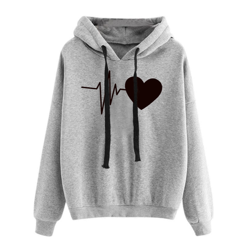 Heart Print Hoodies Women’s hooded Sweatshirt