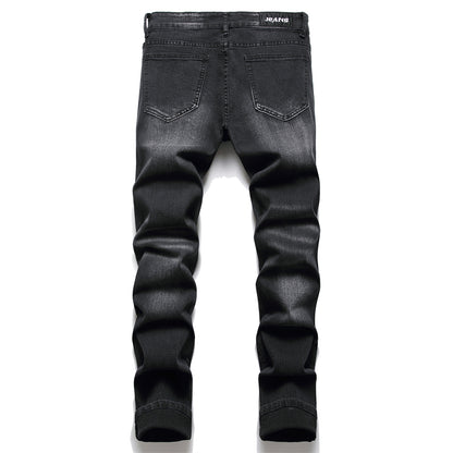 Ripped Biker Jeans w under patch