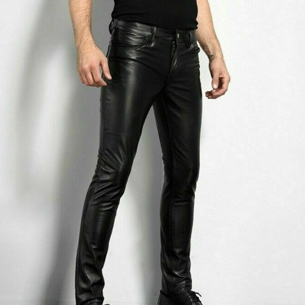 Men's slim Leather Pants