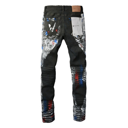 Dramatic Heavy Paint Denim Jeans