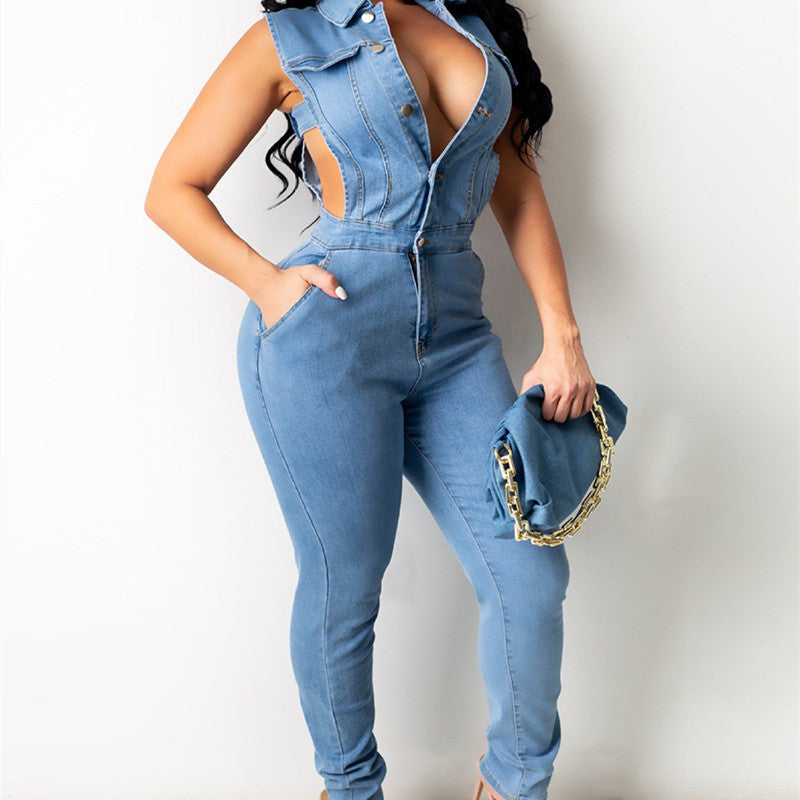 Women's Denim Slim Fit Bodysuit