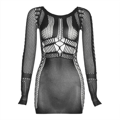 Long Sleeve Fishnet Slim Breezy Lingerie Dress