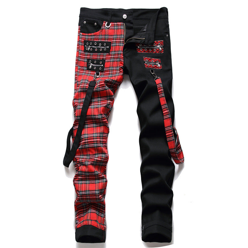 Black/multicolor strapped pants