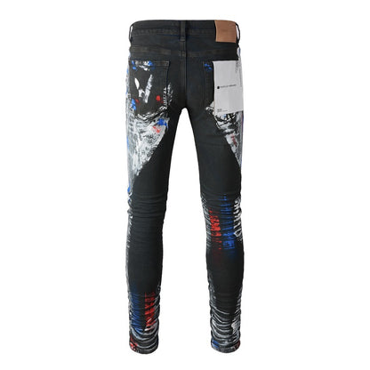 Dramatic Heavy Paint Denim Jeans