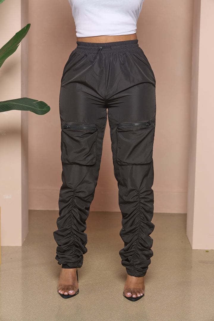 Pleating Pocket Zipper Casual Trousers