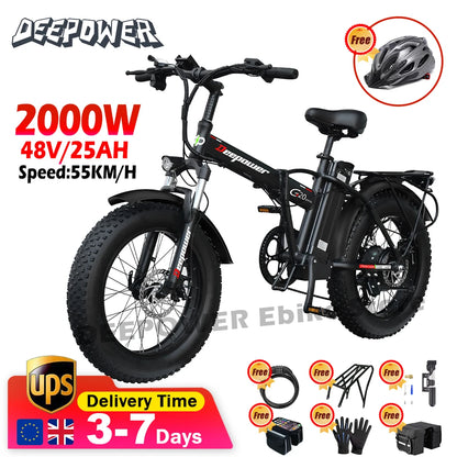 G20Pro Folding Electric Bicycle 500W-2000W 48V Fat Tire Mountain Ebike