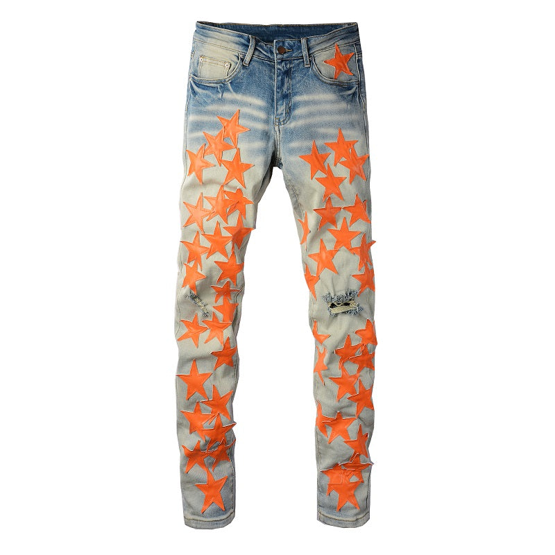 Orange Star light color denim pants