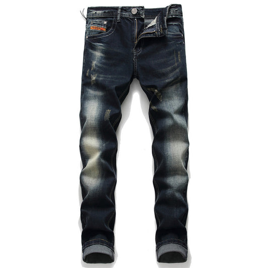 Non-iron Ripped Micro-stretch Jeans