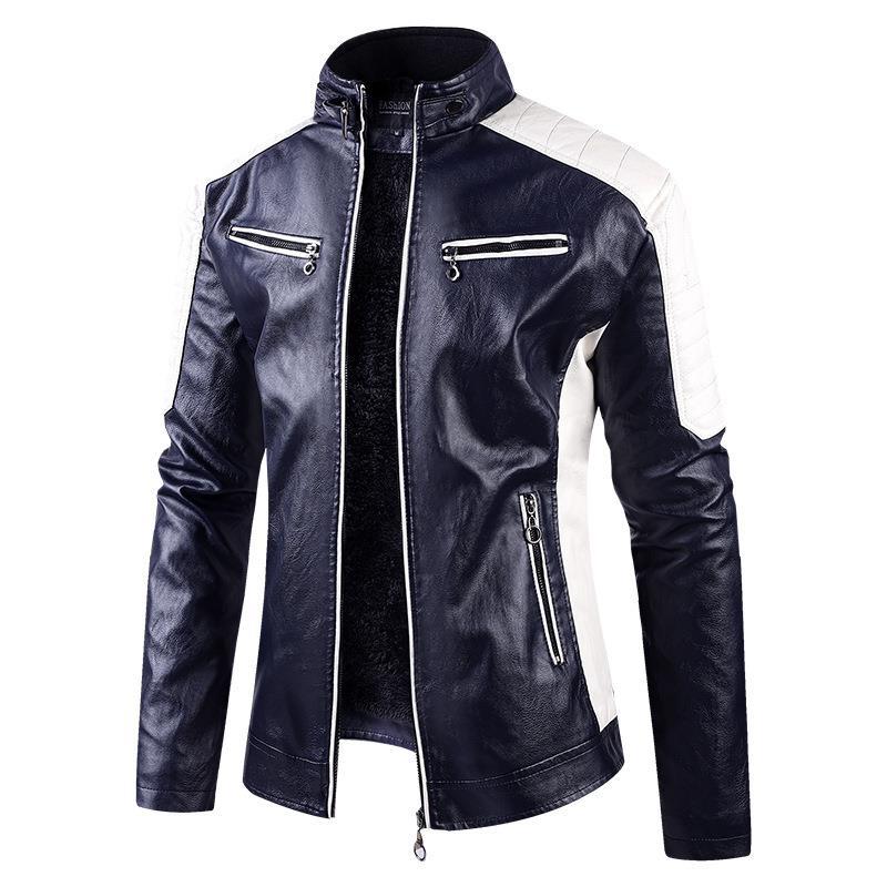 Autumn And Winter Leather Fleece-lined jacket