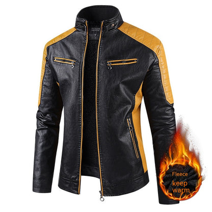 Autumn And Winter Leather Fleece-lined jacket