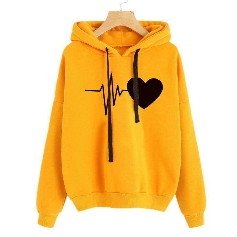 Heart Print Hoodies Women’s hooded Sweatshirt