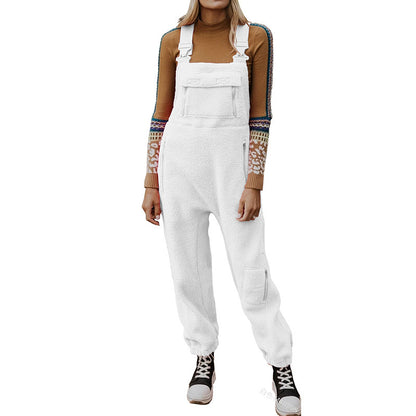 Skinny Fleece Suspender Jumpsuit