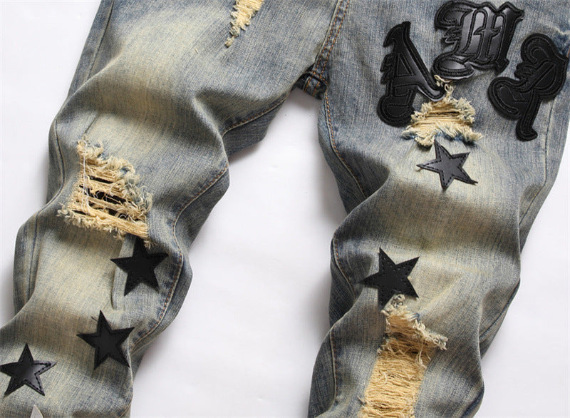 Off white 5 pointed star denim trousers