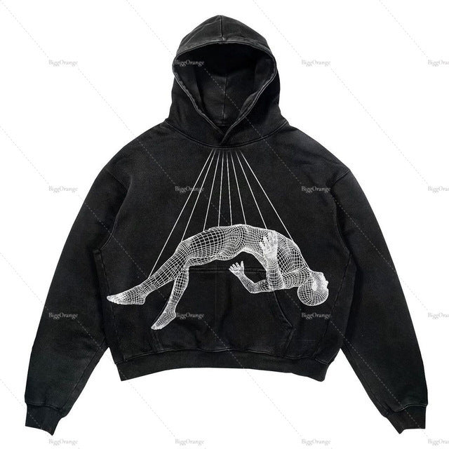 Fashion Punk Design Fleece Printed Hoodie