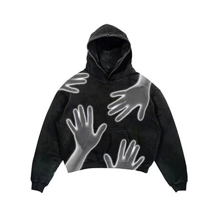 Fashion Punk Design Fleece Printed Hoodie