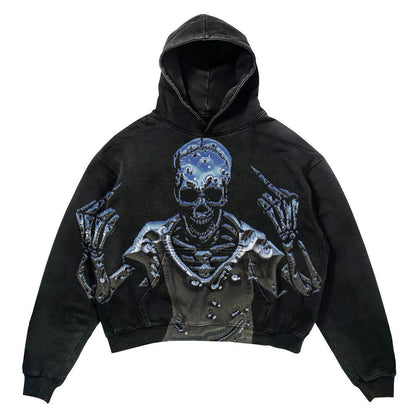 Fashion Punk Design Fleece Printed Hoodie