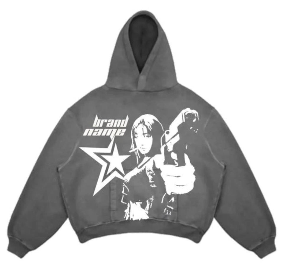 Fashion Punk Design Fleece Printed Hoodie