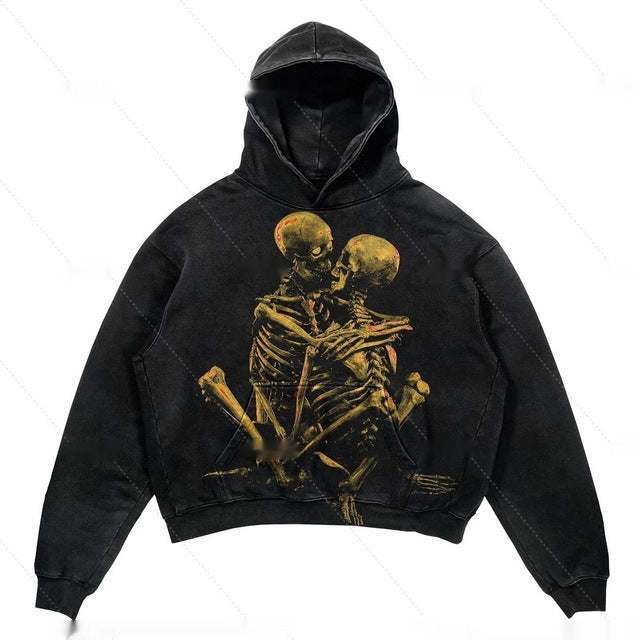 Fashion Punk Design Fleece Printed Hoodie