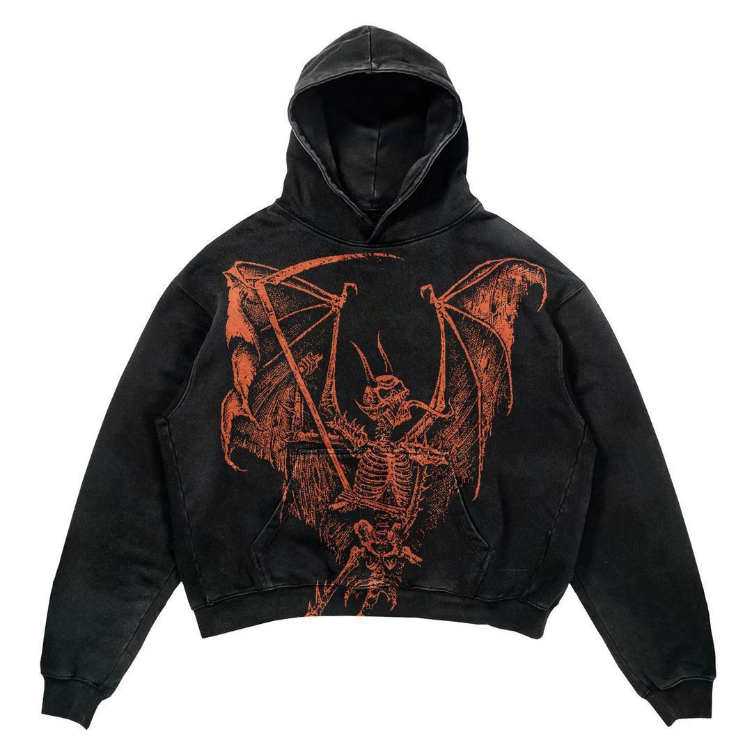 Fashion Punk Design Fleece Printed Hoodie