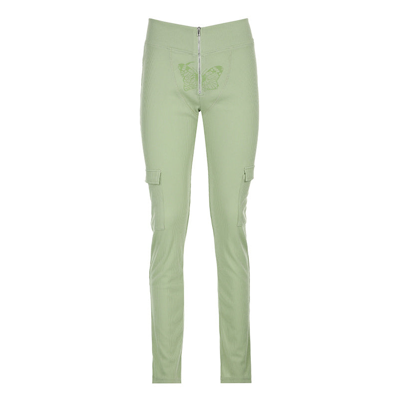 Slim-fit Straight-leg Retro Casual Trousers