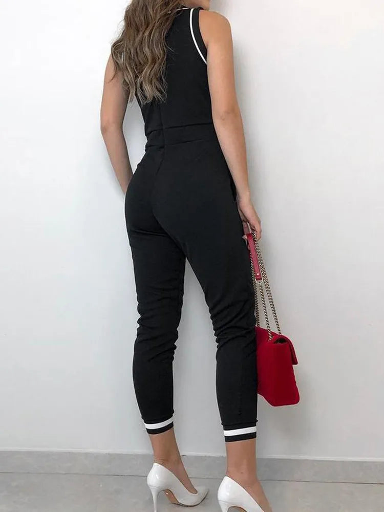 Tie Waist Casual Jumpsuit Women's Rompers Sleeveless Summer One Piece