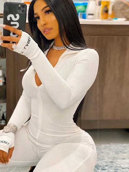 Sibybo Ribbed Casual Jumpsuit Female Fitness Romper